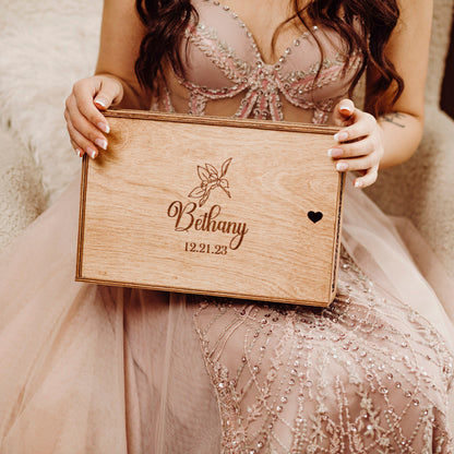 Personalized Wooden Keepsake Box: Custom Wedding Memory Box