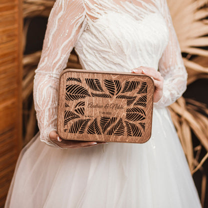 Personalized Wooden Wedding Card Box: Engraved Modern Rustic Reception Decor