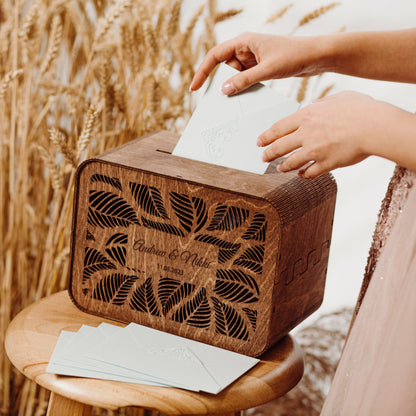 Personalized Wedding Card Box: Rustic Wooden Cards & Gifts Keepsake, Engagement Gift for Couple