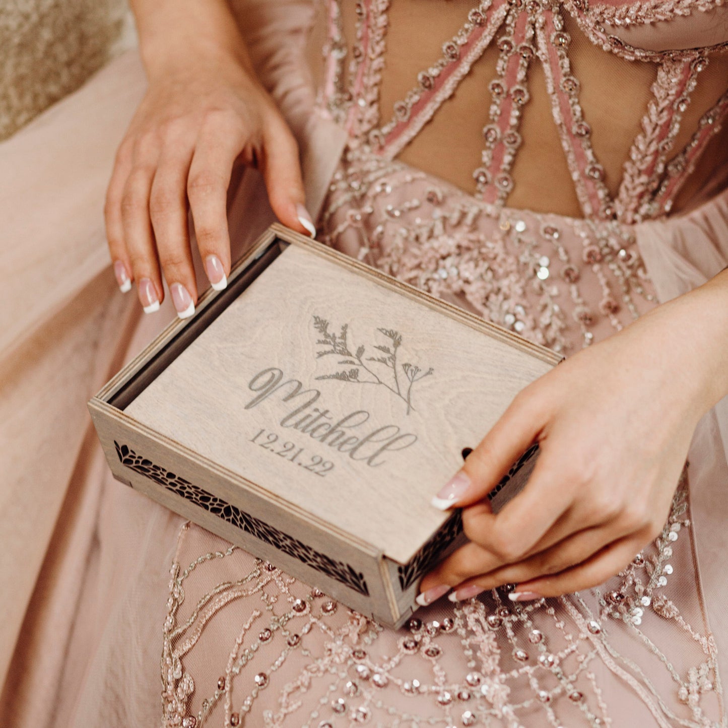 Personalized Wooden Keepsake Box: Custom Wedding Memory Box