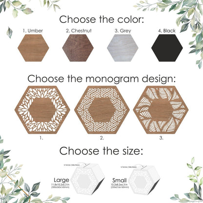 Personalized Wooden Wedding Card Box: Rustic Leaf Design
