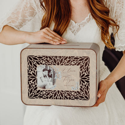 Personalized Wedding Card Box: Rustic Photo Keepsake
