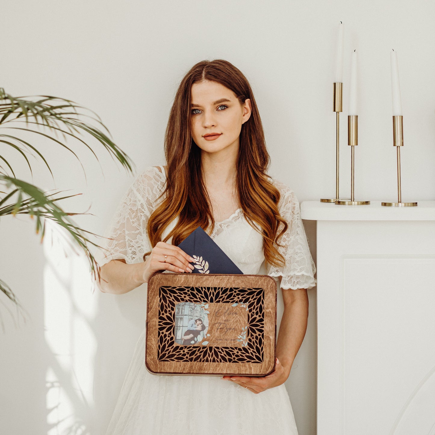 Personalized Wedding Card Box: Rustic Photo Keepsake