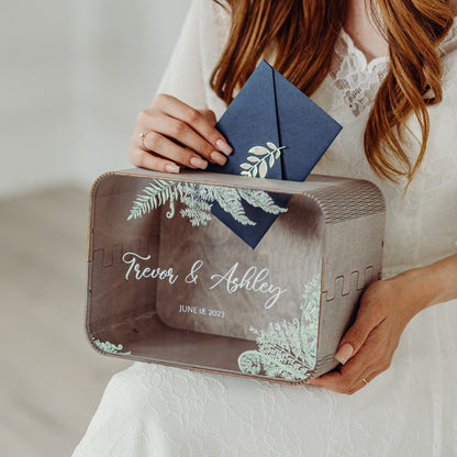 Personalized Wedding Card Box with Acrylic Glass: Wooden Cards & Gifts Box