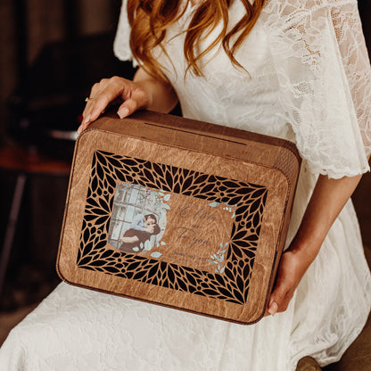 Personalized Wedding Card Box: Rustic Photo Keepsake