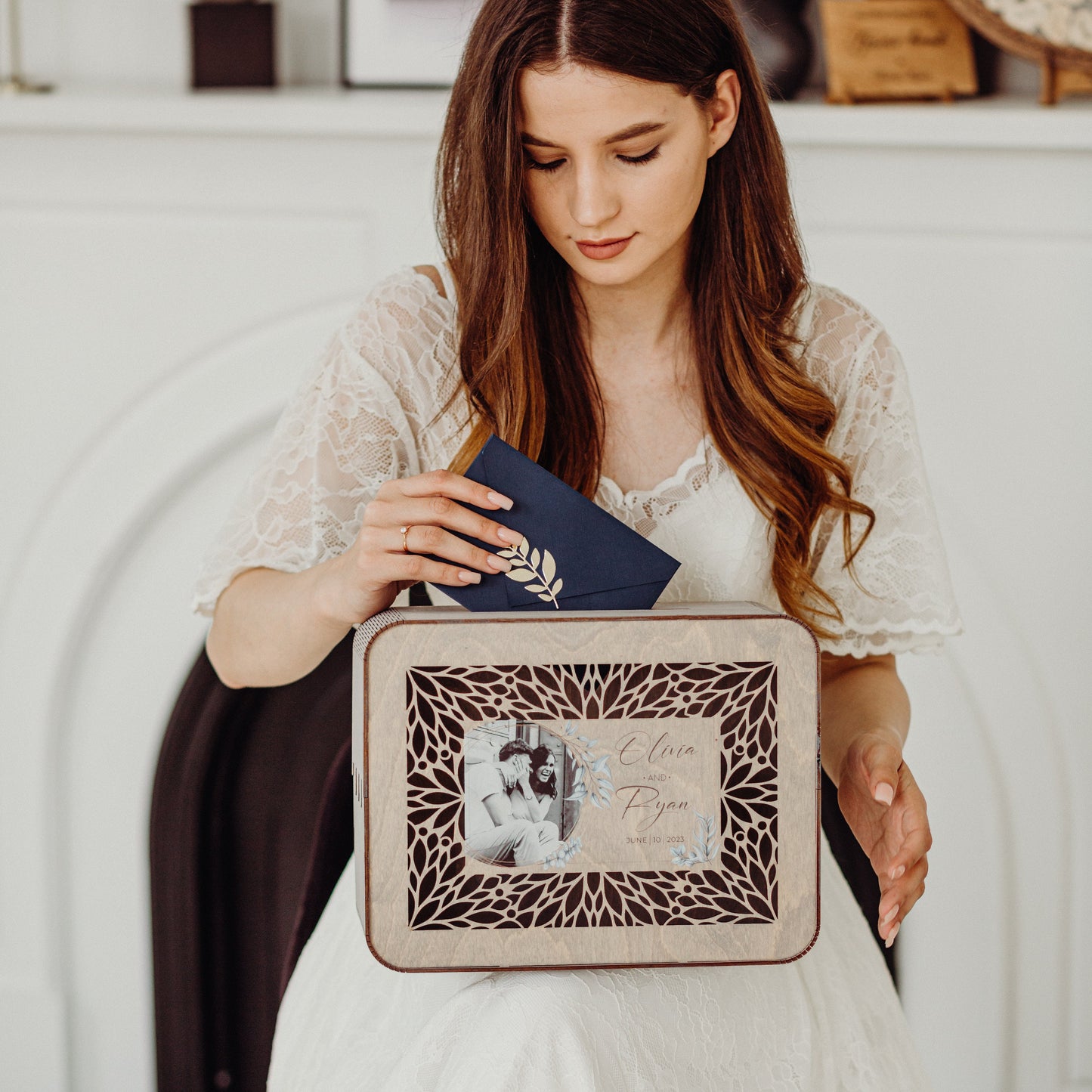 Personalized Wedding Card Box: Rustic Photo Keepsake