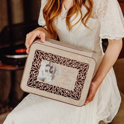 Personalized Wedding Card Box with Photo: Farmhouse & Barn Ceremony Gift, Custom Wooden Anniversary Keepsake