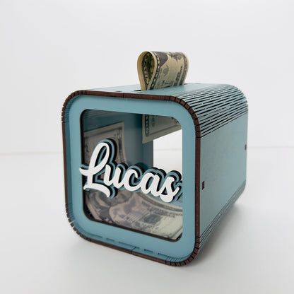 Personalized Piggy Bank, Kids Bank, Money Box, Name Piggy Bank, Wooden Cash Box, Gifts For Kids, Baby Birthday Gift, Coin Bank, Custom Jar
