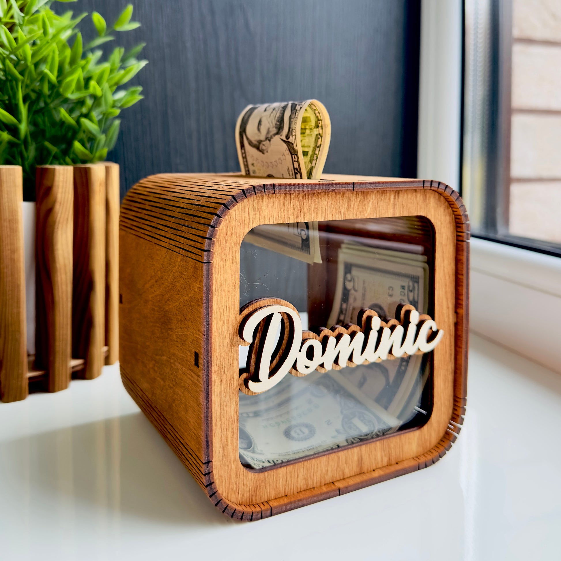 Personalized Piggy Bank, Kids Bank, Money Box, Name Piggy Bank, Wooden Cash Box, Gifts For Kids, Baby Birthday Gift, Coin Bank, Custom Jar