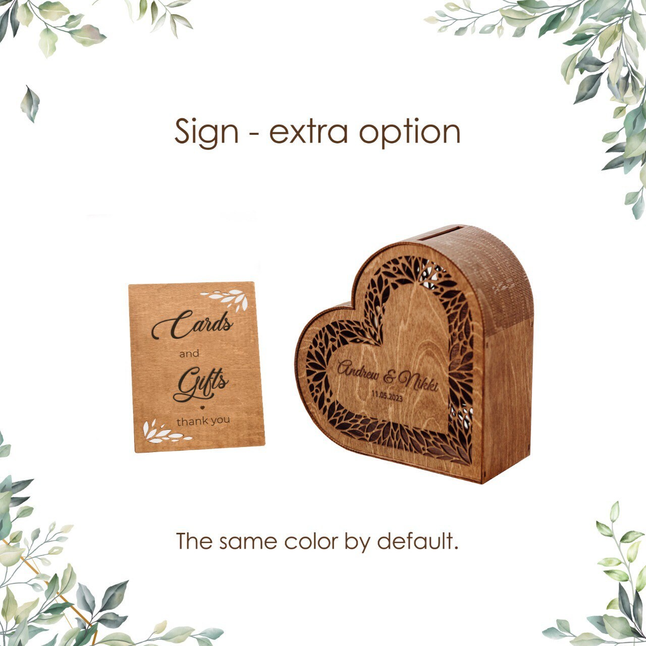 Rustic Heart Wedding Card Box: Engraved Wooden Keepsake