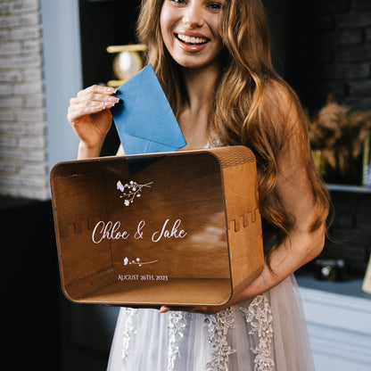 Personalized Rustic Wedding Card Box: Wooden Anniversary Keepsake