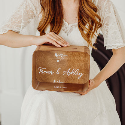 Personalized Rustic Wedding Card Box: Wooden Anniversary Keepsake