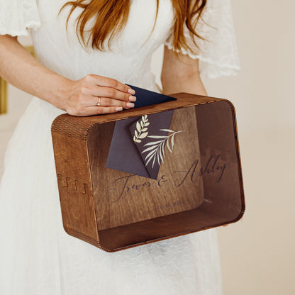 Personalized Rustic Wedding Card Box: Wooden Anniversary Keepsake