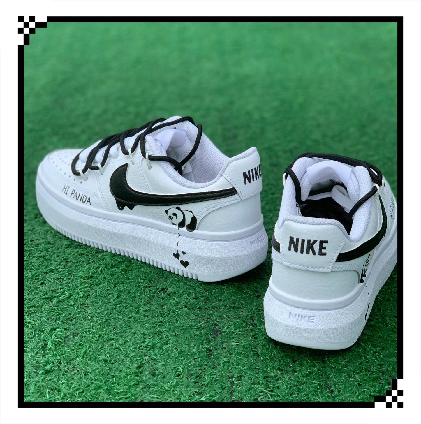 Hand Painted Panda Sneakers: Custom Anime Street Style | SJ11