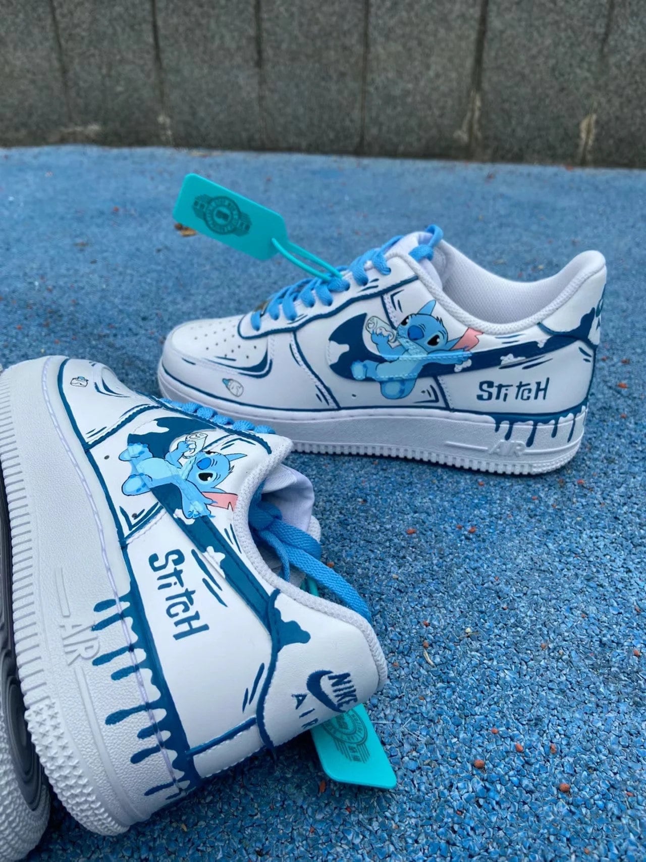 Hand Painted Stitch Air Force 1 Custom Cartoon Sneakers AF1 white personalized gift design wedding fashion trainers anime shoes | NI72