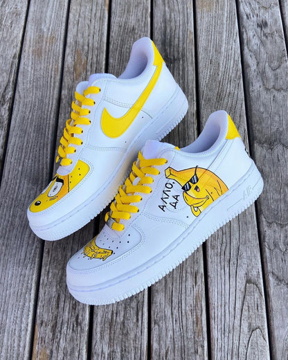 Custom Hand-Painted Air Force 1 Sneakers: Cartoon Banana Design | WE26