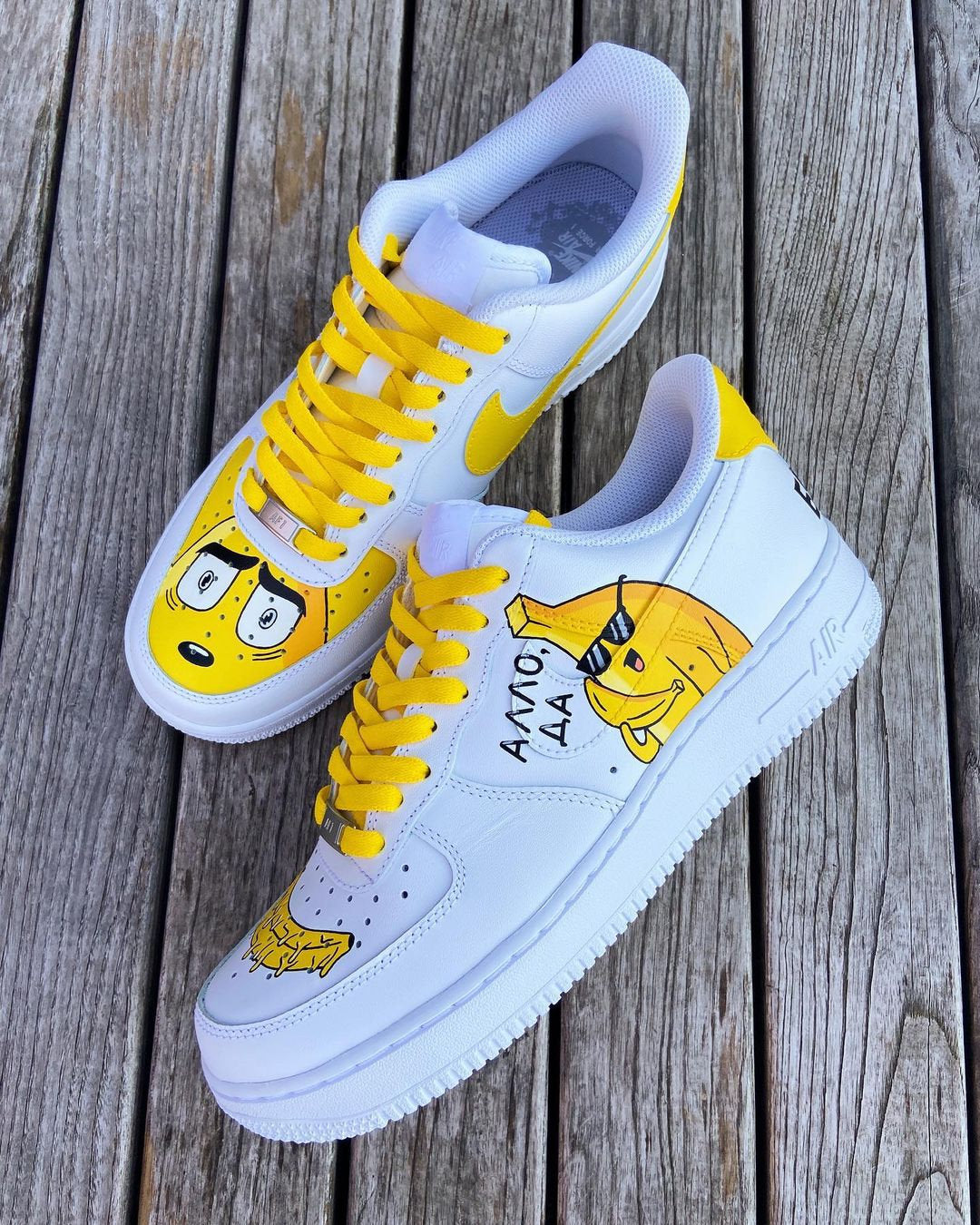 Custom Hand-Painted Air Force 1 Sneakers: Cartoon Banana Design | WE26