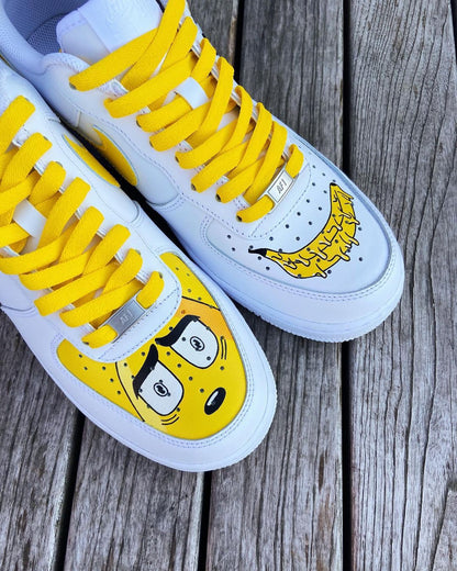 Custom Hand-Painted Air Force 1 Sneakers: Cartoon Banana Design | WE26