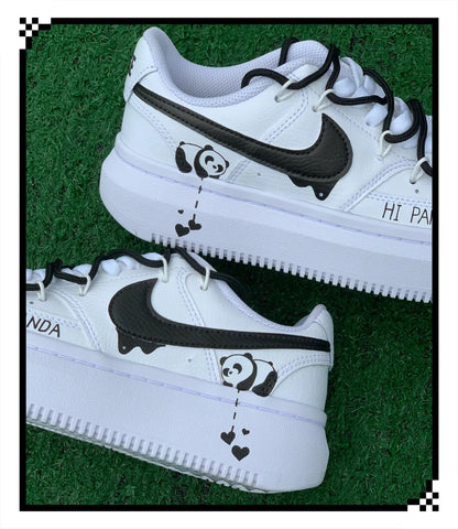 Hand Painted Panda Sneakers: Custom Anime Street Style | SJ11
