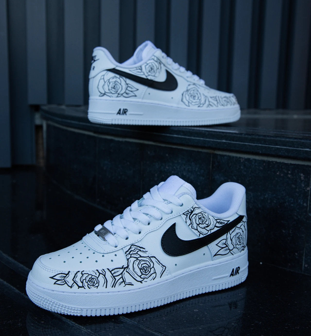 Hand Painted Air Force 1 AF1 Sneakers Rose Cartoon shoes personalized gift design white fashion trainers | FN54