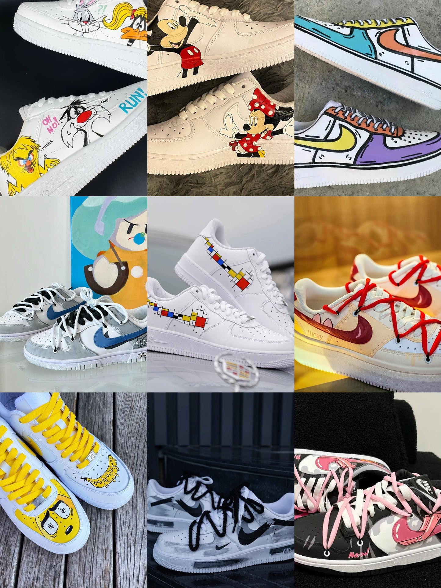 Hand Painted Air Force 1 Sneakers: Custom Anime Shoes white personalized gift design wedding fashion trainers | KH39
