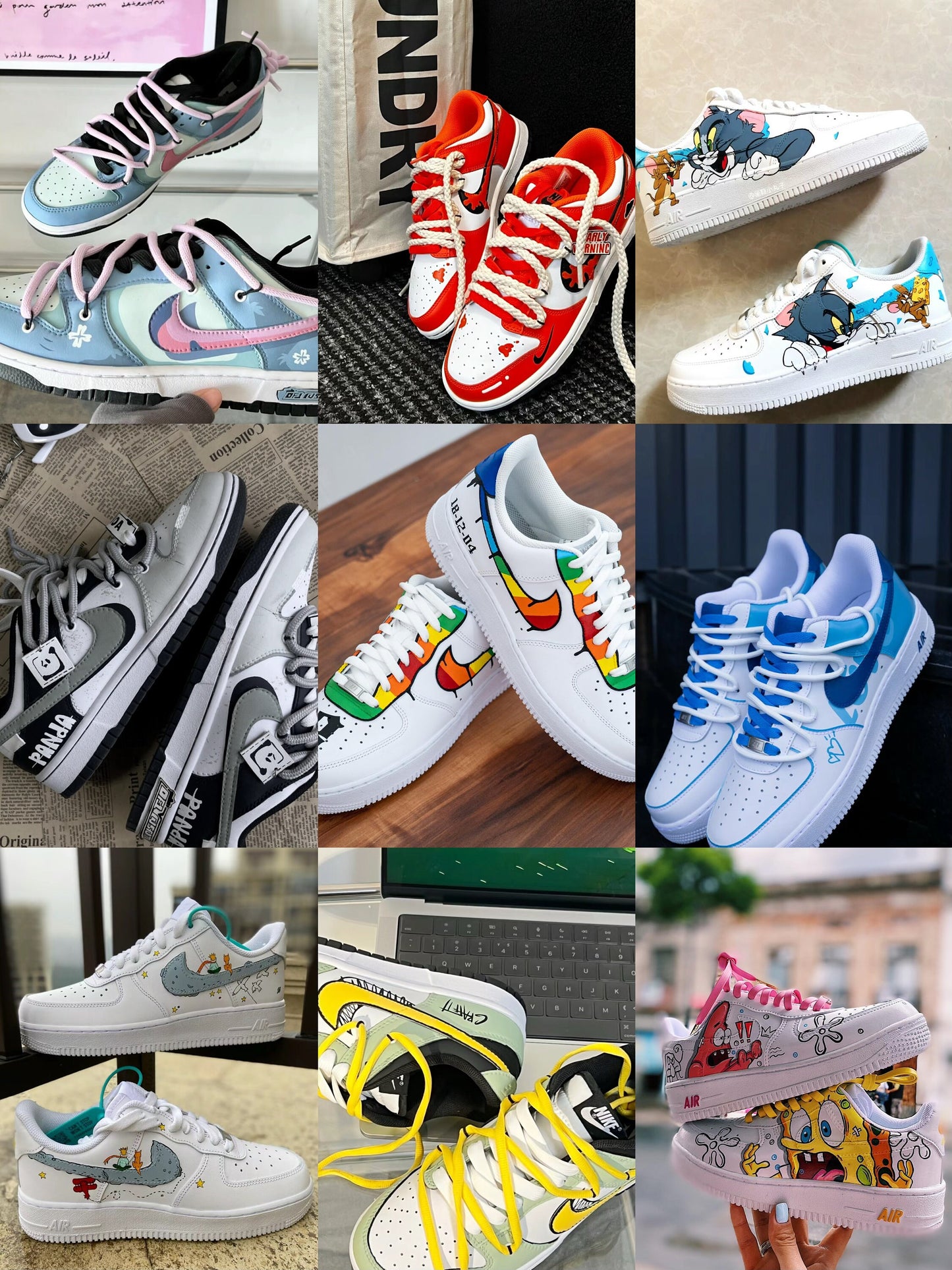 Custom Hand-Painted Air Force 1 Sneakers: Anime Street Style | JU50