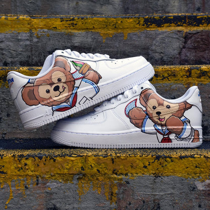 Hand Painted Duffy Bear Air Force 1 Sneakers: Custom Anime Street Style | RX73
