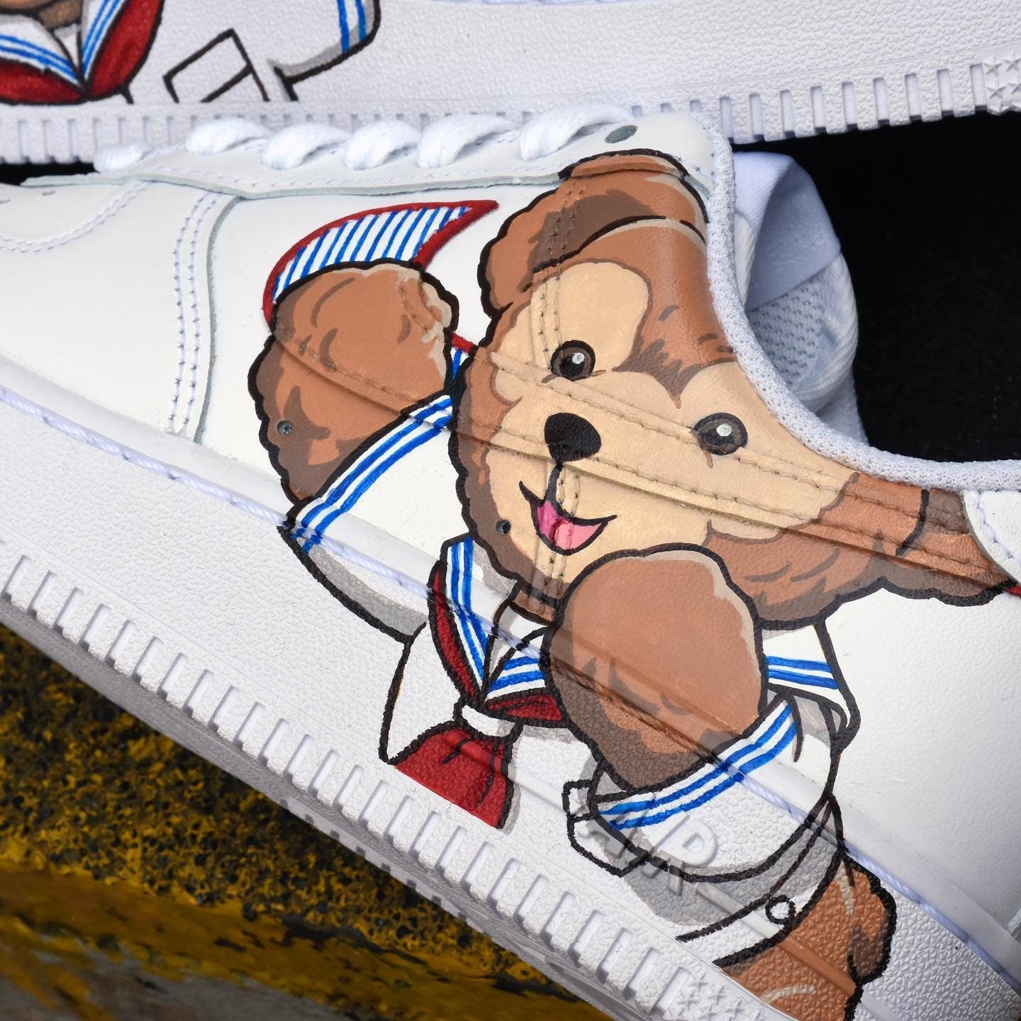 Hand Painted Duffy Bear Air Force 1 Sneakers: Custom Anime Street Style | RX73