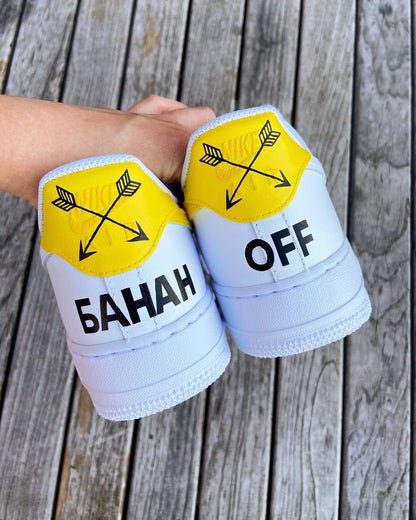 Custom Hand-Painted Air Force 1 Sneakers: Cartoon Banana Design | WE26