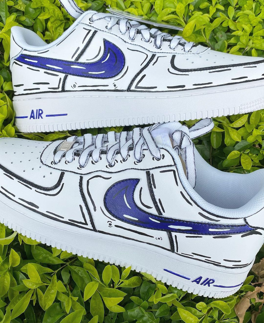 Hand Painted Air Force 1 Sneakers: Custom 2D Comic Shoes AF1 white personalized gift design wedding fashion trainers anime shoes | MP52