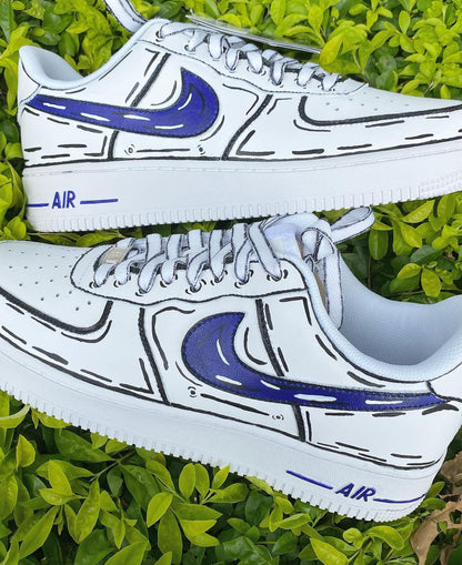 Hand Painted Air Force 1 Sneakers: Custom 2D Comic Shoes AF1 white personalized gift design wedding fashion trainers anime shoes | MP52