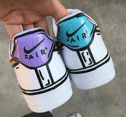 Custom Hand-Painted Air Force 1 Sneakers: 2D Comic Style | MO47