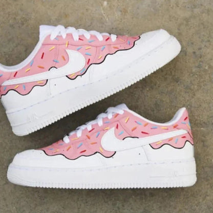 Custom Hand-Painted Air Force 1 Sneakers: Donut Design | FI86