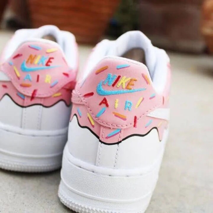 Custom Hand-Painted Air Force 1 Sneakers: Donut Design | FI86