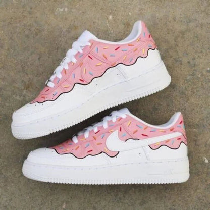 Custom Hand-Painted Air Force 1 Sneakers: Donut Design | FI86
