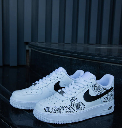 Hand Painted Air Force 1 AF1 Sneakers Rose Cartoon shoes personalized gift design white fashion trainers | FN54