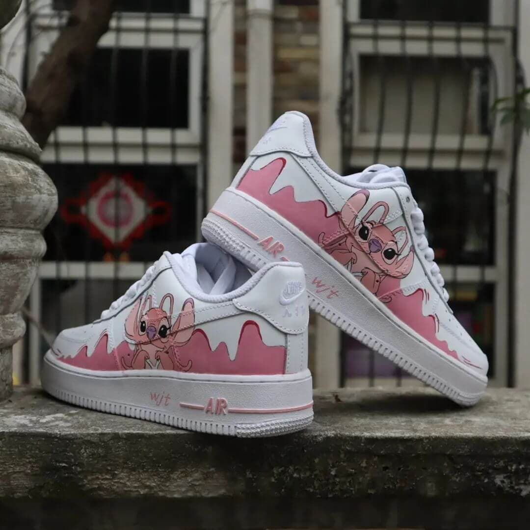Hand-Painted Stitch Air Force 1: Custom Cartoon Sneakers AF1 white personalized gift design wedding fashion shoes anime trainers | ON13