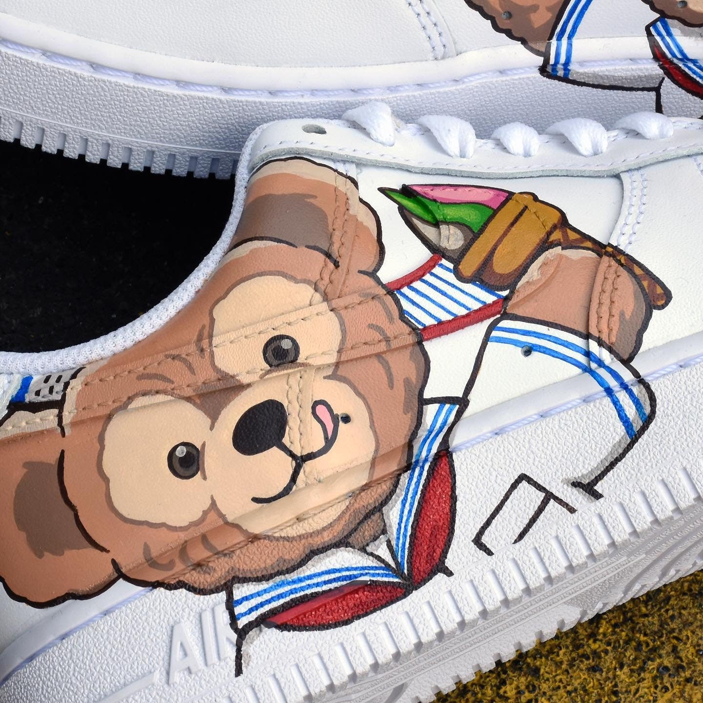 Hand Painted Duffy Bear Air Force 1 Sneakers: Custom Anime Street Style | RX73