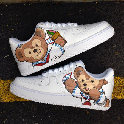 Hand Painted Duffy Bear Air Force 1 Sneakers: Custom Anime Street Style | RX73