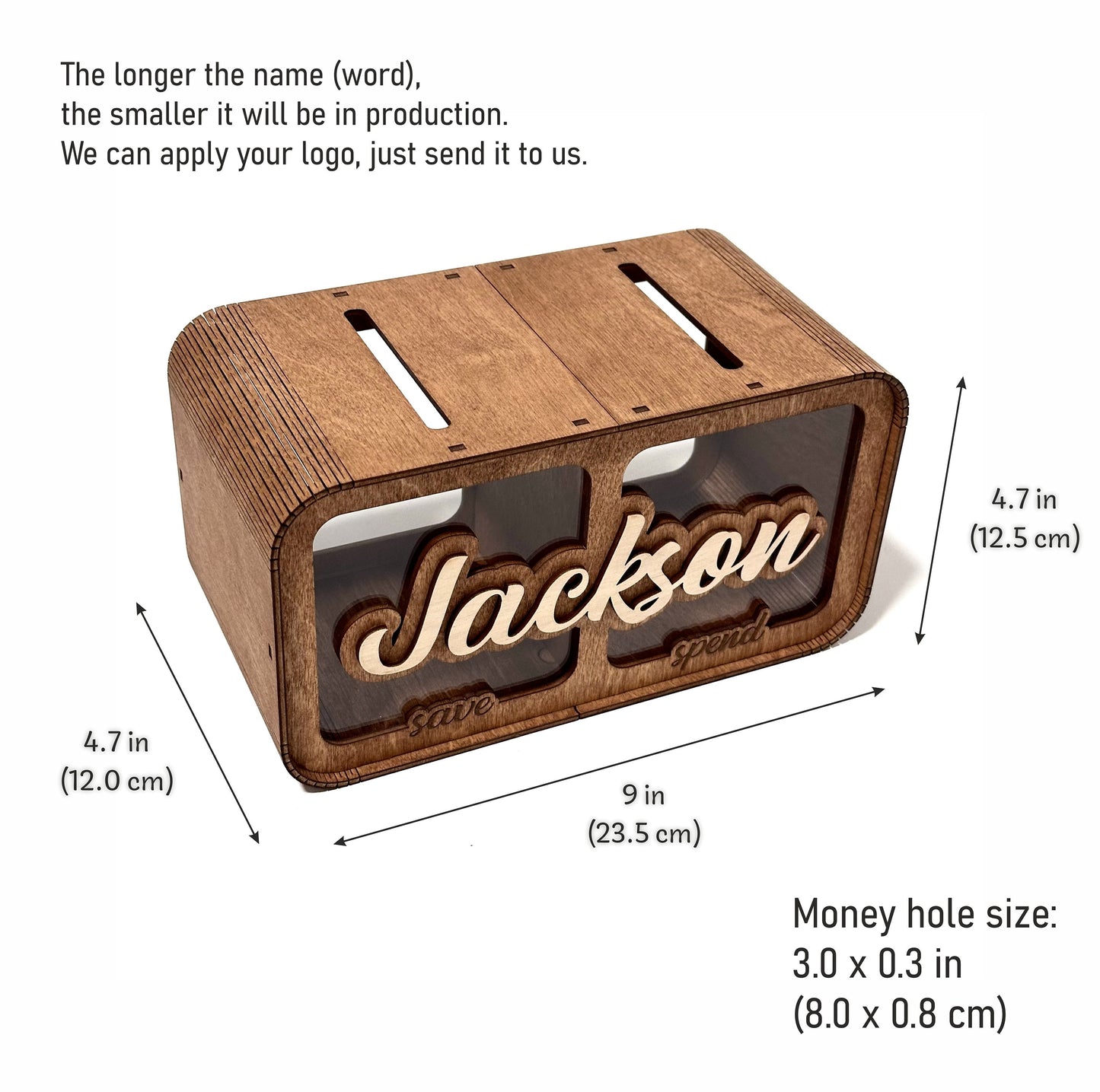 Wooden Money Box Kids, Custom Piggy Bank, Saving Cash Box, Personalized Bank For Child, Handmade Gift, Saving Piggy Bank, Save Spend jar