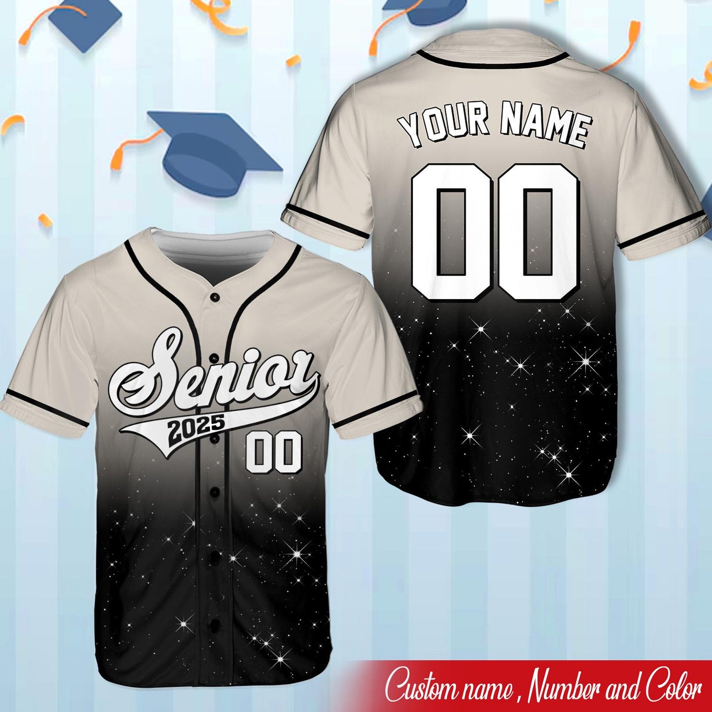 Senior 2015 Baseball Jersey, Custom Glitter Name And Number Baseball Jersey, Personalized Jersey, Class Off 2025, Graduation, Senior Gifts | HL16