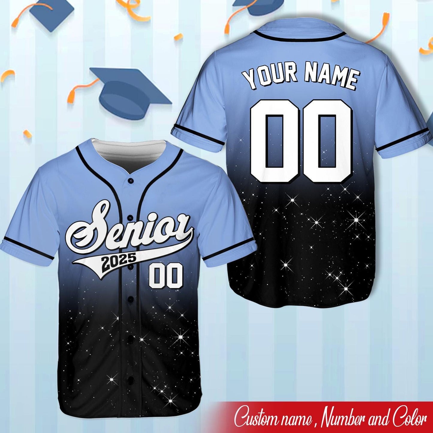 Senior 2015 Baseball Jersey, Custom Glitter Name And Number Baseball Jersey, Personalized Jersey, Class Off 2025, Graduation, Senior Gifts | HL16