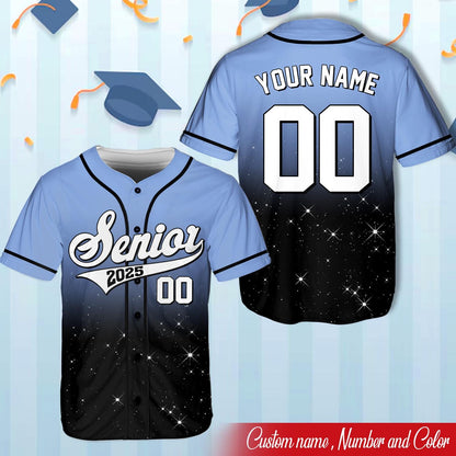 Senior 2015 Baseball Jersey, Custom Glitter Name And Number Baseball Jersey, Personalized Jersey, Class Off 2025, Graduation, Senior Gifts | HL16
