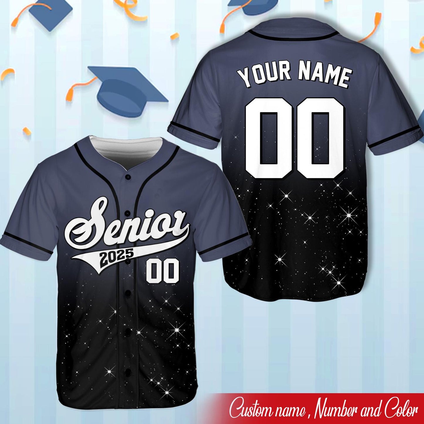 Senior 2015 Baseball Jersey, Custom Glitter Name And Number Baseball Jersey, Personalized Jersey, Class Off 2025, Graduation, Senior Gifts | HL16