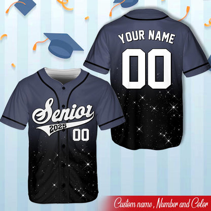 Senior 2015 Baseball Jersey, Custom Glitter Name And Number Baseball Jersey, Personalized Jersey, Class Off 2025, Graduation, Senior Gifts | HL16