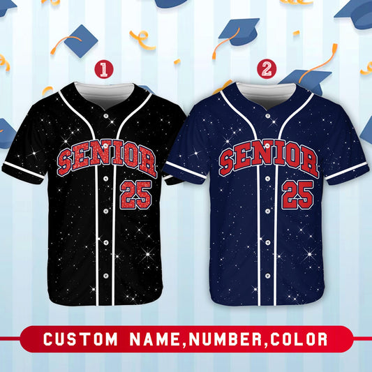 Senior 25 Baseball Jersey, Glitter Baseball Jersey, Personalized Jersey, Class Off 2025, Graduation, Senior Gifts | PA25