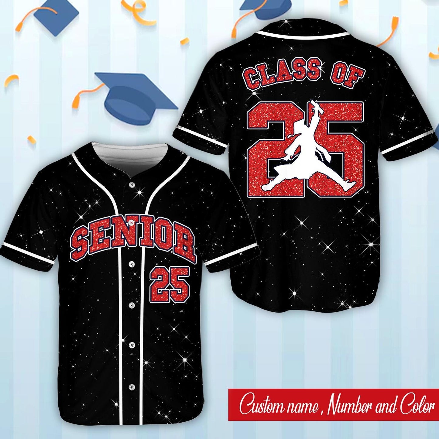 Senior 25 Baseball Jersey, Glitter Baseball Jersey, Personalized Jersey, Class Off 2025, Graduation, Senior Gifts | PA25