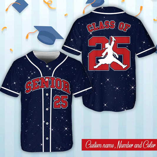 Senior 25 Baseball Jersey, Glitter Baseball Jersey, Personalized Jersey, Class Off 2025, Graduation, Senior Gifts | VG51