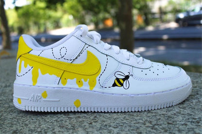 Custom Hand-Painted Honey Bee Air Force 1 Sneakers | UK85