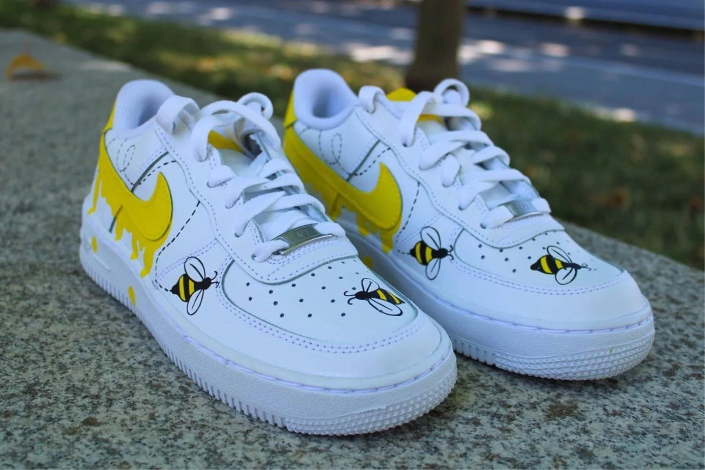 Custom Hand-Painted Honey Bee Air Force 1 Sneakers | UK85